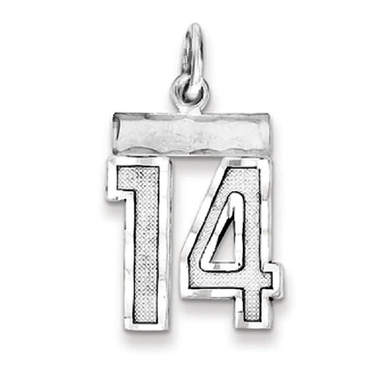 Dainty And Elegant Jewelry Now At Reduced Prices Sterling Silver, Varsity Collection, Small D/C Pendant, Number 14 Dainty And Elegant Jewelry Now At Reduced Prices Sterling Silver, Varsity Collection, Small D/C Pendant, Number 14
