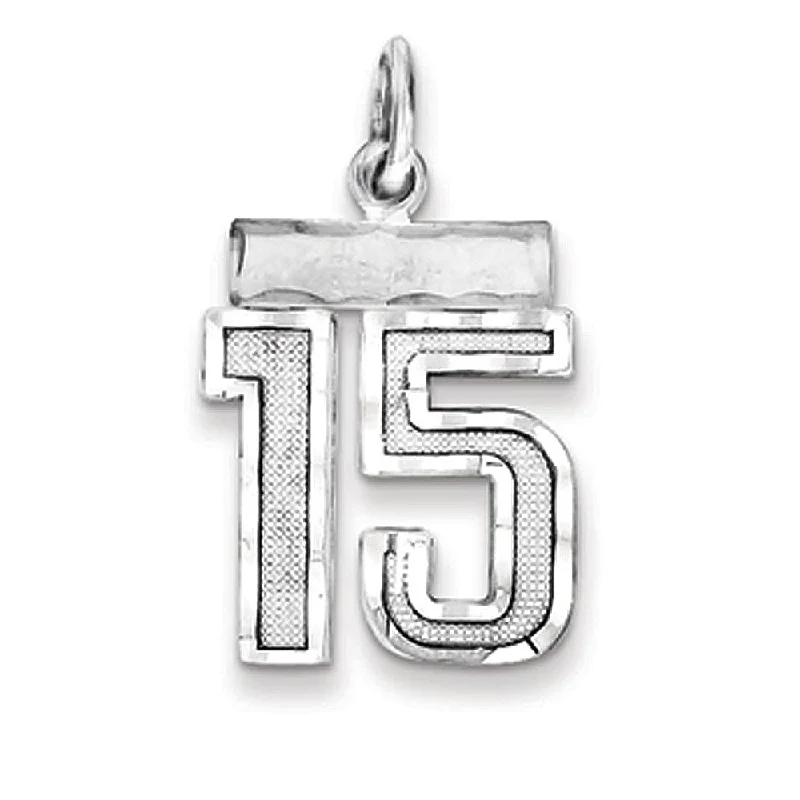 Exclusive Gemstone Jewelry Markdowns – Shop Now Sterling Silver, Varsity Collection, Small D/C Pendant, Number 15 Exclusive Gemstone Jewelry Markdowns – Shop Now Sterling Silver, Varsity Collection, Small D/C Pendant, Number 15