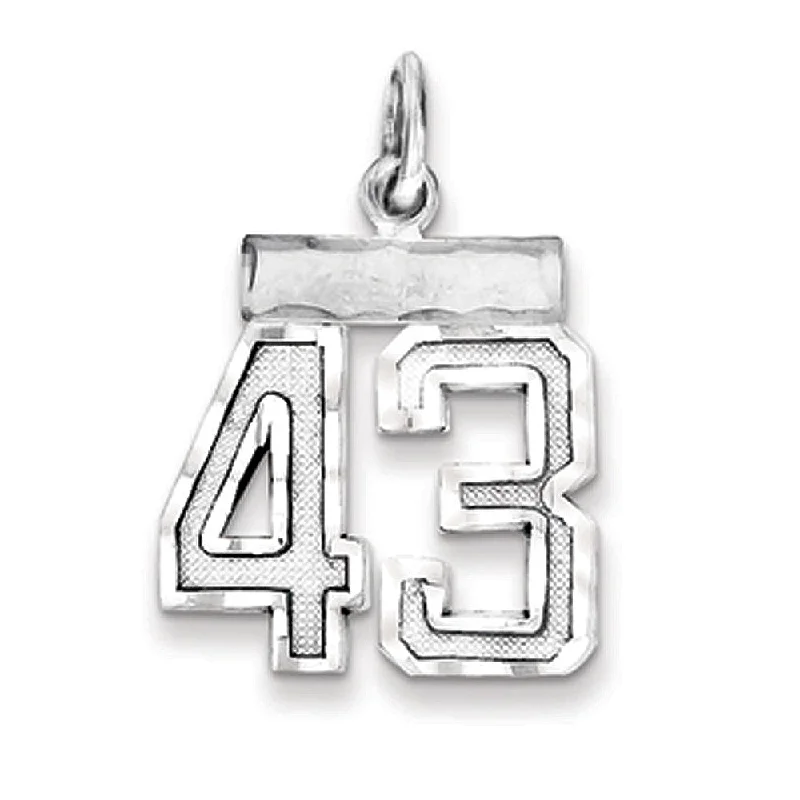 Sterling Silver, Varsity Collection, Small D/C Pendant, Number 43