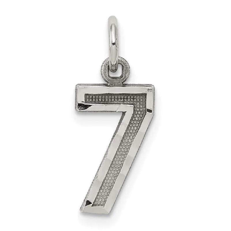 Sterling Silver, Varsity Collection, Small D/C Pendant, Number 7