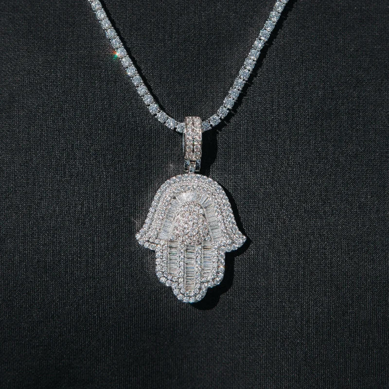 Elegant Jewelry At Unbeatable Offers – Shop Before It's Gone Baguette Hamsa Hand Pendant - White Gold