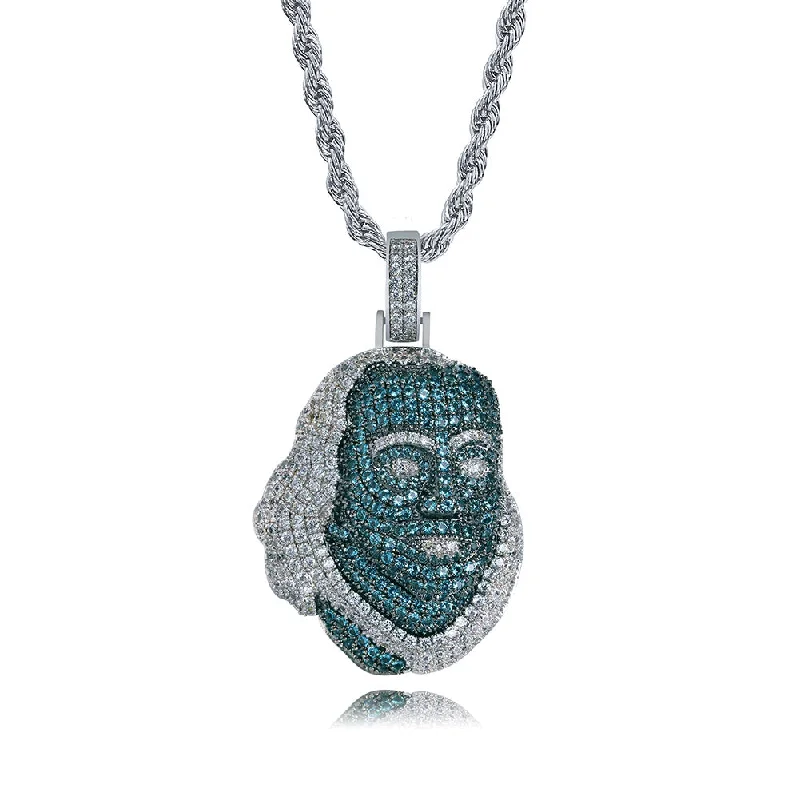 Seasonal Jewelry Deals – Elevate Your Style Iced Blue Benjamin Pendant - White Gold