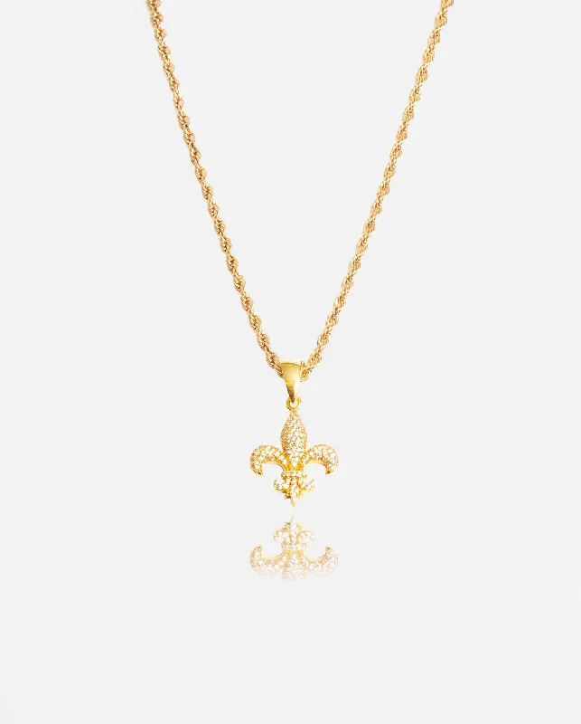 Get The Best Deals On Timeless Jewelry Pieces Iced Fleur-de-lis Pendant - Gold