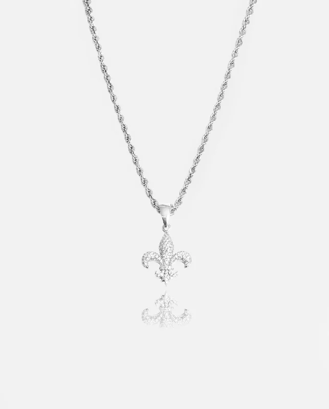 Clearance Sale On High-End Jewelry Collections Iced Fleur-de-lis Pendant - White Gold Clearance Sale On High-End Jewelry Collections Iced Fleur-de-lis Pendant - White Gold