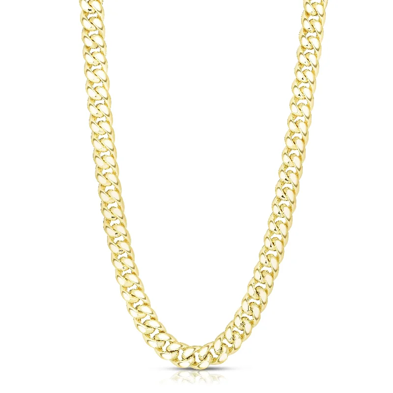 Huge Savings On Timeless Jewelry Collections 14kt Gold 26 inches Yellow Finish 11.13mm Polished New Semi-Solid Miami Cuban Chain with Box Clasp
